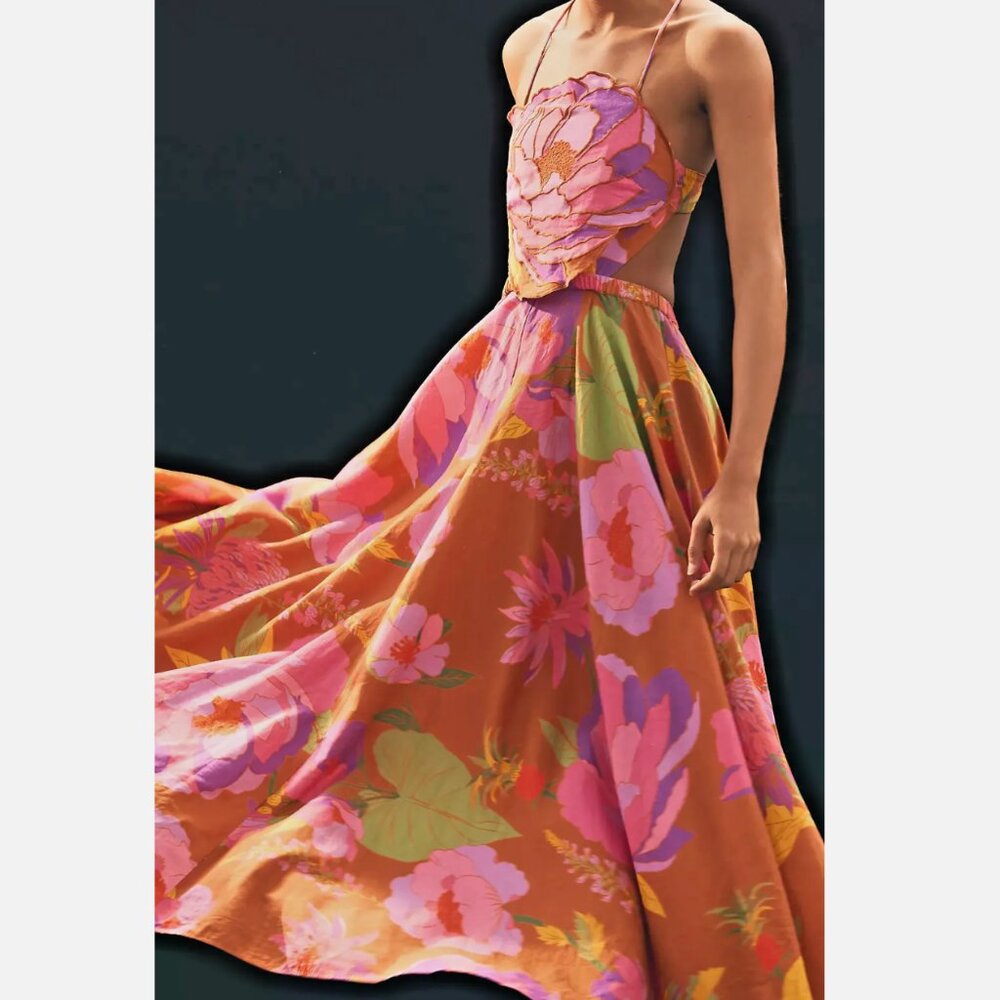 Anthropologie Farm Rio Embroidered Open-Back Dress – NWT